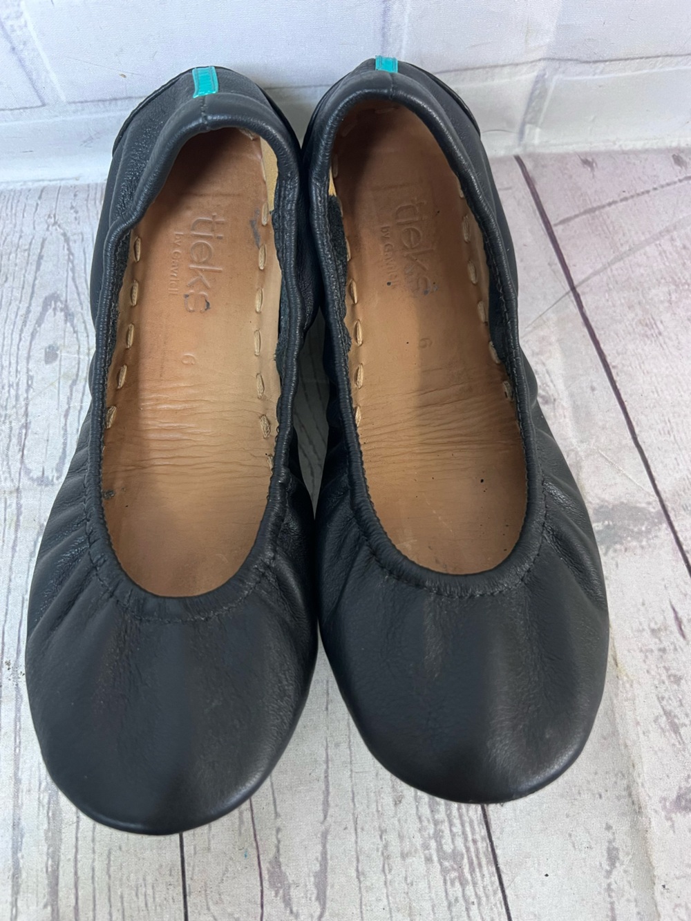 Tieks By Gavrieli Black Leather Ballet Flats Sz 6 Foldable Slip On